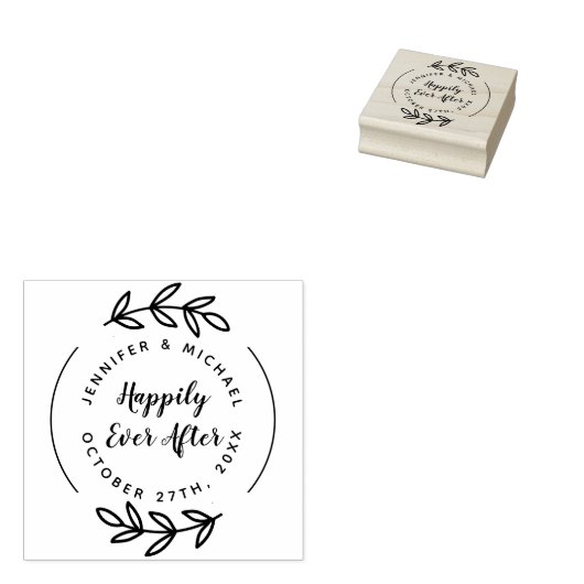 Gelukkig ooit na elegante hand getrokken bruiloft rubberstempel (Gestempeld)