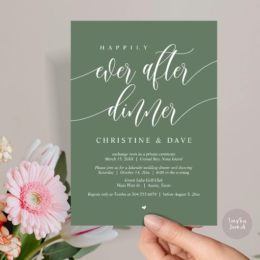 Gelukkig ooit na Elopement diner, Sage Green Kaart