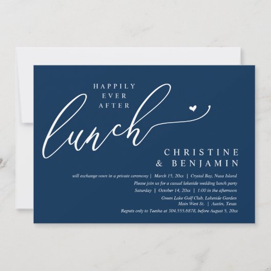 Gelukkig ooit na Elopement Lunch viering Kaart (Voorkant)