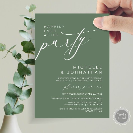 Gelukkig ooit na etentje, bruiloft Elopement Kaart