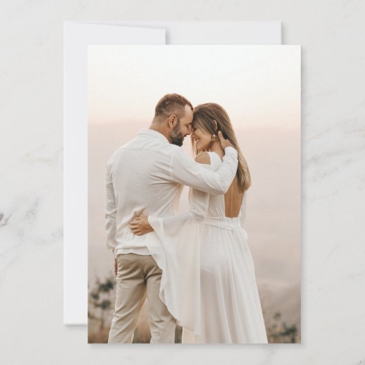 Gelukkig ooit na feest 2 foto bruiloft receptie aankondiging (Achterkant)