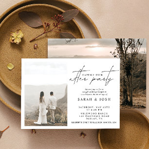 Gelukkig ooit na feest 2 foto bruiloft receptie aankondiging