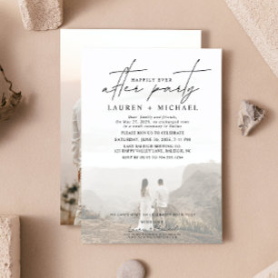 Gelukkig ooit na feest 2 foto bruiloft receptie aankondiging