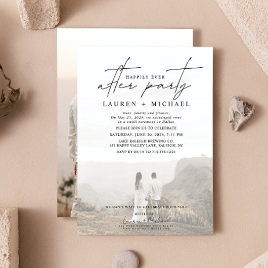 Gelukkig ooit na feest 2 foto bruiloft receptie aankondiging