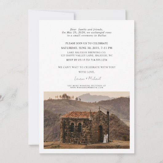 Gelukkig ooit na feest 2 foto bruiloft receptie aankondiging (Achterkant)