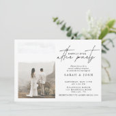 Gelukkig ooit na feest 2 foto bruiloft receptie aankondiging (Staand voorkant)