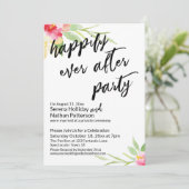 Gelukkig ooit na feest bloemige handschrift letter kaart (Staand voorkant)