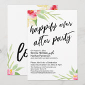 Gelukkig ooit na feest bloemige handschrift letter kaart (Voorkant / Achterkant)