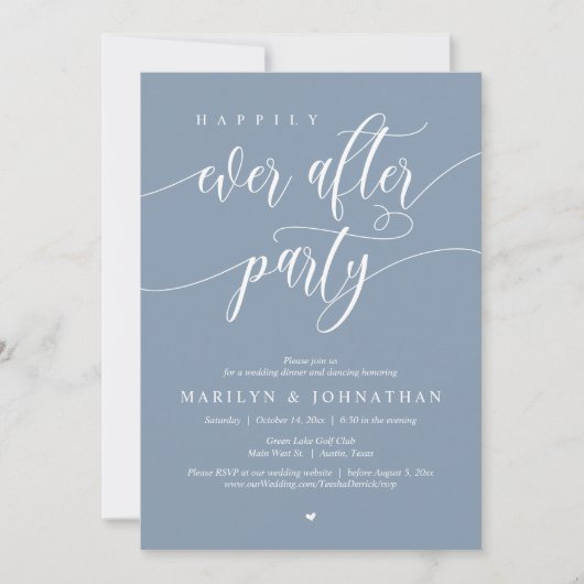 Gelukkig ooit na feest, bruiloft diner dansen kaart (Voorkant)