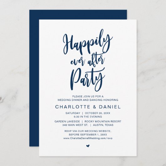 Gelukkig ooit na feest, bruiloft diner dansen kaart (Voorkant / Achterkant)