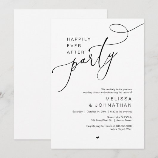 Gelukkig ooit na feest, bruiloft diner dansen kaart (Voorkant / Achterkant)