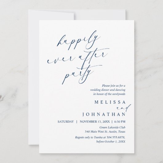 Gelukkig ooit na feest, bruiloft Elopement diner Kaart (Voorkant)