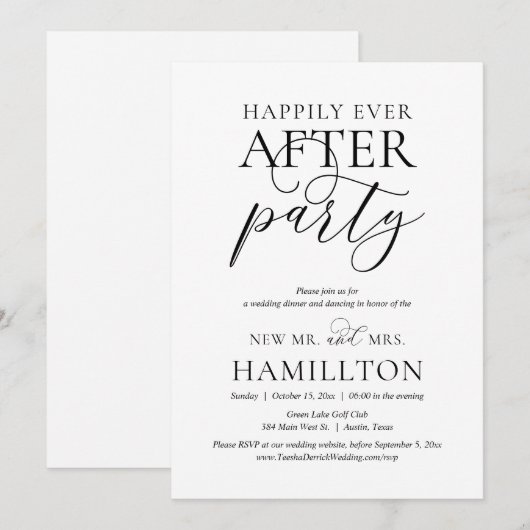 Gelukkig ooit na feest, bruiloft Elopement Party Kaart (Voorkant / Achterkant)