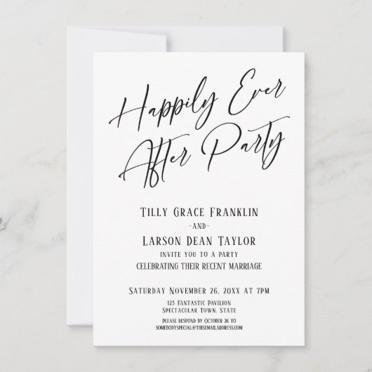 Gelukkig ooit na feest elegante moderne typografie kaart (Voorkant)