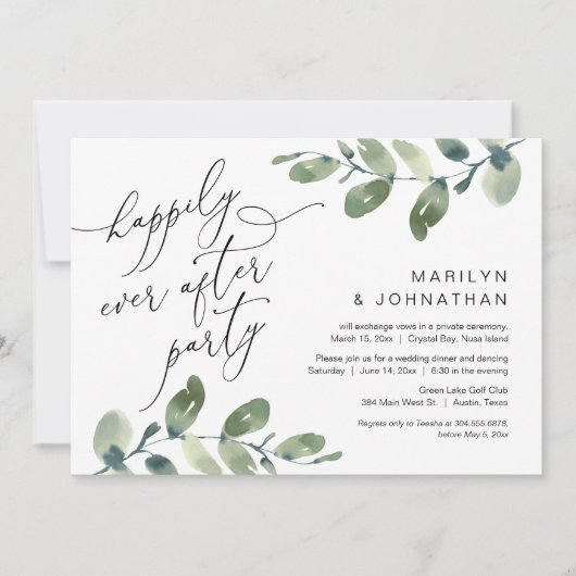 Gelukkig ooit na feest, Elopement, groen Kaart (Voorkant)