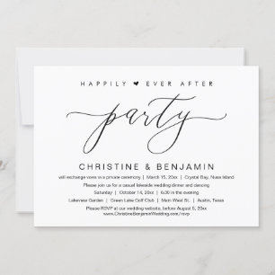 Gelukkig ooit na feest, elopement, modern script kaart