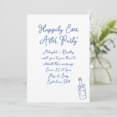 Gelukkig ooit na feest Frans blauw bruiloft Kaart (Staand voorkant)