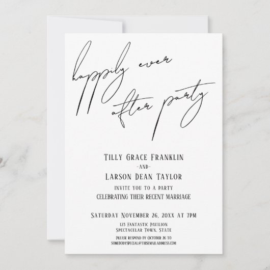 Gelukkig ooit na feest modern Casual handschrift Kaart (Voorkant)