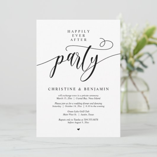 Gelukkig ooit na feest, modern script kaart (Staand voorkant)