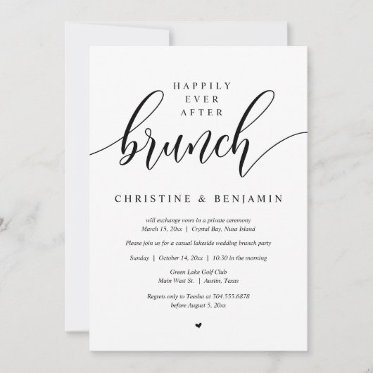 Gelukkig ooit na feest, modern script kaart (Voorkant)