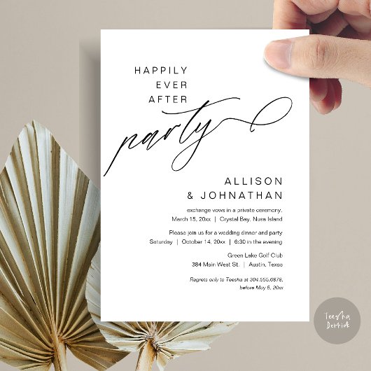 Gelukkig ooit na feest, moderne bruiloft elopement kaart