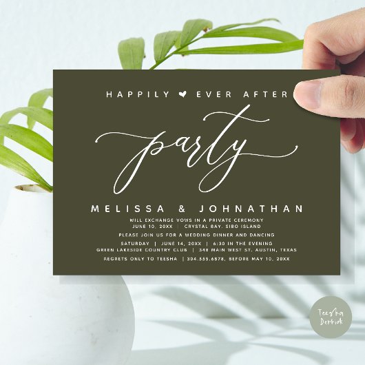 Gelukkig ooit na feest olijf bruiloft diner kaart