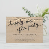 Gelukkig ooit na feest, rustiek bruiloft diner kaart (Staand voorkant)