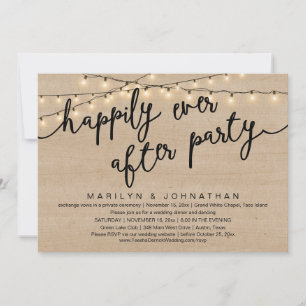 Gelukkig ooit na feest, rustiek bruiloft diner kaart
