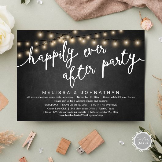 Gelukkig ooit na feest, rustiek bruiloft diner kaart