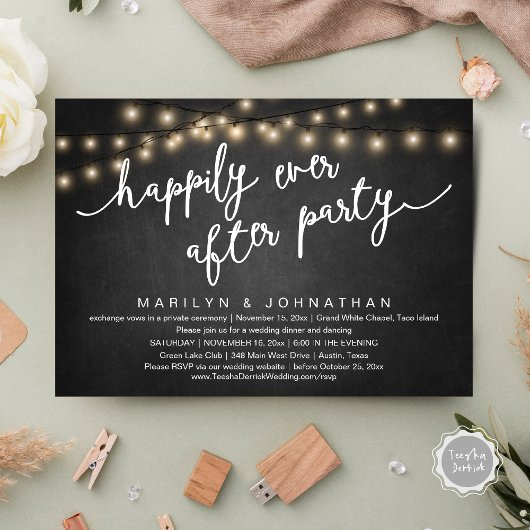 Gelukkig ooit na feest, rustiek bruiloft diner kaart