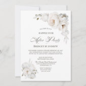 Gelukkig ooit na feest witte bloemenreceptie kaart (Voorkant)