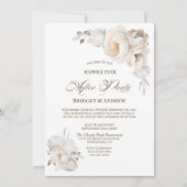 Gelukkig ooit na feest witte bloemenreceptie kaart (Voorkant)