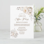 Gelukkig ooit na feest witte bloemenreceptie kaart (Staand voorkant)