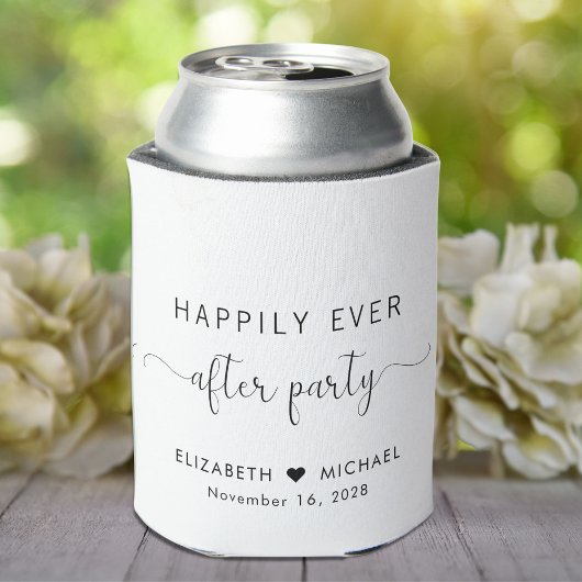 Gelukkig ooit na feest witte bruiloft receptie blikjeskoeler