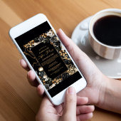 Gelukkig ooit na feest zwart goud bloemenbruiloft kaart