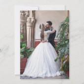 Gelukkig ooit na feestblauw wit bloemenbruiloft kaart (Achterkant)