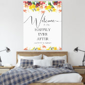 Gelukkig ooit na Floral Natuur Wedding Welkom Canvas Afdruk (Insitu (Slaapkamer))