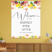 Gelukkig ooit na Floral Natuur Wedding Welkom Canvas Afdruk (Insitu (Woonkamer))