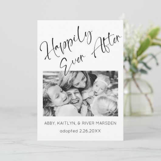 "Gelukkig ooit na" Foto Adoption Aankondiging (Staand voorkant)