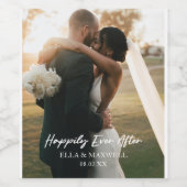 Gelukkig ooit na foto Afbeelding bruiloft gunst Wijn Etiket (Enkel label)