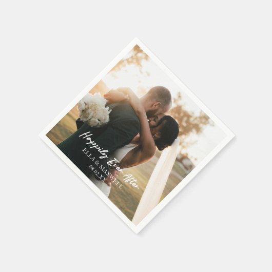 Gelukkig ooit na foto Afbeelding bruiloft Servet (Hoek)