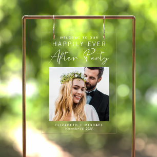 Gelukkig ooit na foto bruiloft receptie welkom acryl bord