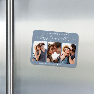 Gelukkig ooit na foto Dusty Blue de datum opslaan Magneet