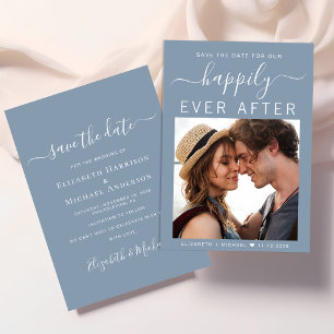 Gelukkig ooit na foto Dusty Blue Save The Date