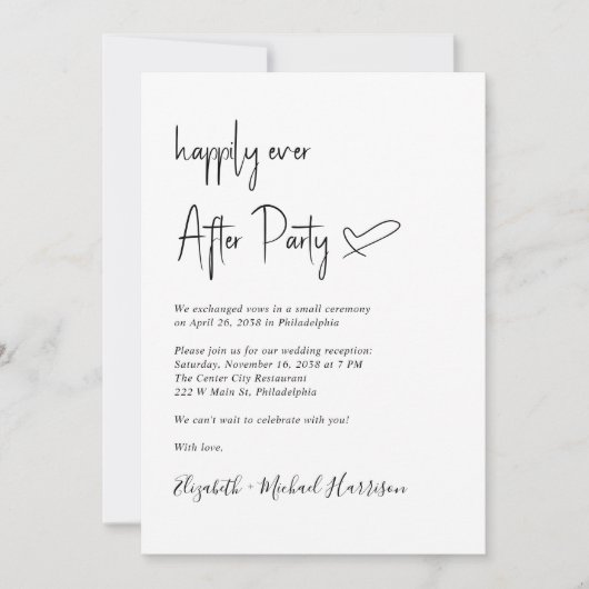 Gelukkig ooit na foto QR Code Wedding Reception Kaart (Voorkant)