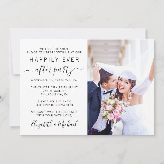 Gelukkig ooit na foto QR Code Wedding Reception Kaart (Voorkant)