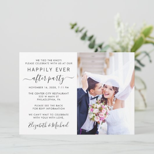 Gelukkig ooit na foto QR Code Wedding Reception Kaart (Staand voorkant)