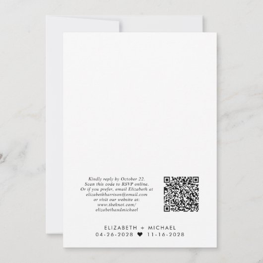 Gelukkig ooit na foto QR Code Wedding Reception Kaart (Achterkant)