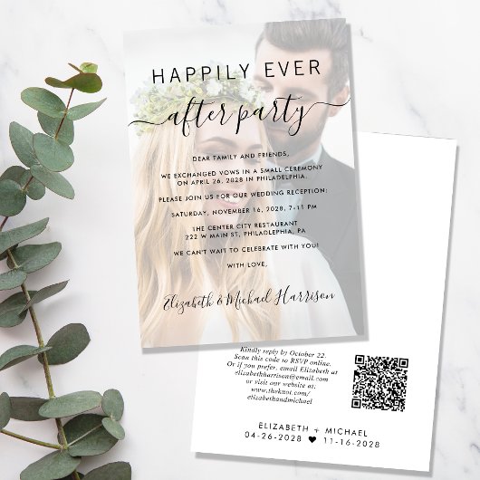 Gelukkig ooit na foto QR Code Wedding Reception Kaart