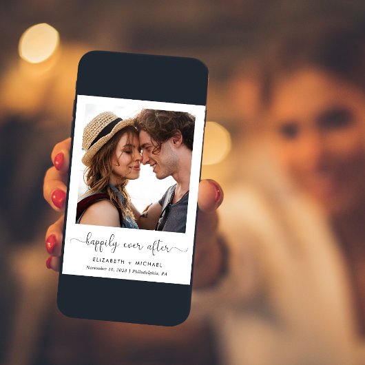 Gelukkig ooit na foto QR Code Wedding Reception Kaart